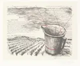 Mrs Beaton's Household Management (Jug) by William Kentridge, lithograph in black with hand-drawn red lines, offered Apr 2015