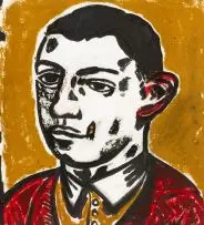 Deborah Bell, Adolescent Head, ink, pastel and oil stick