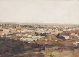Anton Karstel, Landscape with Settlement, oil on canvas