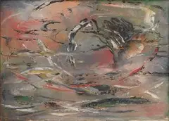 Abstract by Cecil Higgs, oil on canvas, offered Apr 2015