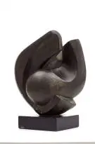 Two Forms by Laurence Anthony Chait, glazed plaster mounted on a wooden base, offered Apr 2015