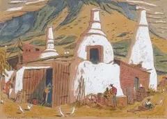 Leng Dixon, Old Lime Kilns, Mowbray, pen, ink and watercolour