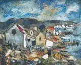 George Enslin, Harbour Scene, oil on canvas