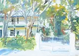 Gerhard Batha, A Victorian House in the Shade, gouache