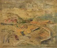 George Enslin, Old Harbour, Hermanus, mixed media on board