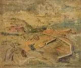 George Enslin, Old Harbour, Hermanus, mixed media on board