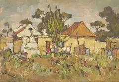 Conrad Theys, The Yellow House, Cape Flats, oil on canvas board