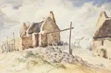 Alexander Rose-Innes, Cape Cottages, watercolour over pencil