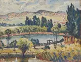 Reginald Turvey, Landscape with a Dam