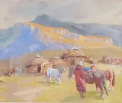 Allerley Glossop, Mnweni Village, Bergville, gouache