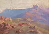 Allerley Glossop, Cows Grazing, oil on board