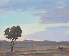 Johannes Smith, Extensive Landscape with Tree, oil on canvas