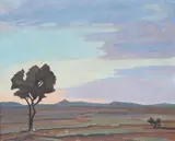 Johannes Smith, Extensive Landscape with Tree, oil on canvas