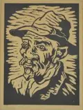 Old Man by Gregoire Boonzaier, linocut, sold Apr 2015