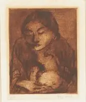 Wolf Kibel, Mother and Baby, etching