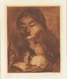 Wolf Kibel, Mother and Baby, etching