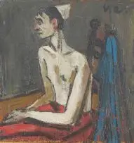 Maurice van Essche, Aged Harlequin, oil on panel