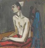 Aged Harlequin by Maurice van Essche, oil on panel, sold Apr 2015