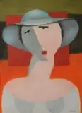 Woman in a Hat by Pieter van der Westhuizen, chalk pastel, sold Apr 2015