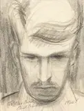 Carl Büchner, Pensive Man, pencil