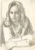 Alfred Krenz, Woman Wearing a Head Scarf, charcoal