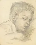 Portrait of a Sleeping Child by Maggie Laubser, pencil, sold Apr 2015