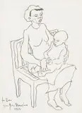 John Dronsfield, Mother and Child, brush and ink