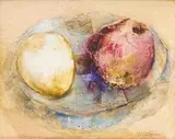Gail Catlin, Still Life with an Apple and a Lemon on a Plate