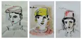 Carl Büchner, Portrait of a Boy in a Beret; and two Portraits of Boys, mixed media on paper
