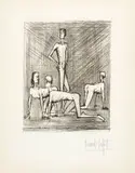 Bernard Buffet, Avec les Hommes de la Lune, from the Voyages Fantastique series, etching