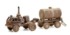 Austin Hleza, Oshkosh, Water Truck and Trailer, hand-painted ceramic