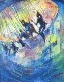 Jack Lugg, Funfair Swing, oil on linen laid down on board