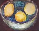Gail Catlin, Still Life with Three Lemons in a Bowl