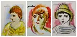 Carl Büchner, Portrait of a Boy in Yellow; and two Portraits of Boys, acrylic on paper