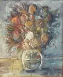 Vase of Flowers by Christo Coetzee, oil on cardboard, offered Apr 2015