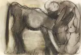 Frans Claerhout, Donkey, charcoal and wash