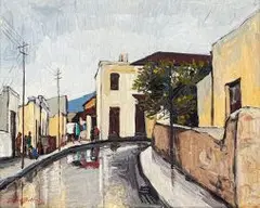 Rainy Street by David Botha, oil on board, sold Jun 2015