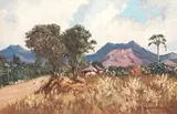 Willem Hermanus Coetzer, Figures and Huts Beside a Road, Eastern Transvaal