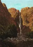 Tinus de Jongh, Waterfall, oil on canvas laid down on board