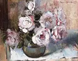 Irmin Henkel, Pink Roses, oil on canvas
