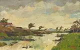 Along the Liesbeek River, Cape by Gregoire Boonzaier, oil on panel, sold Jun 2015