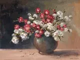 Still Life with Flowers in a Brown Vase by Otto Klar, oil on board, sold Jun 2015