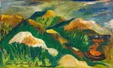 Gladys Mgudlandlu, A Woman Carrying Firewood, acrylic on card