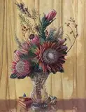 Still Life with Proteas and Fynbos by Willem Hermanus Coetzer, oil on canvas, sold Jun 2015