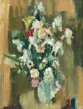 Clément Serneels, Still Life with Spring Flowers, oil on canvas laid down on board
