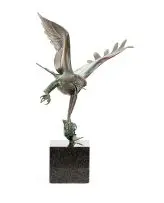 Robin Lewis, Fish Eagle, copper with a verdigris patina, mounted on a marble base