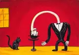 Figure and Black Cat by Norman Catherine, oil on canvas, sold Jun 2015