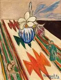 Rosamund Everard-Steenkamp, Assembled Still Life with Frangipani and Figurines, oil on canvas board