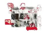 Robert Hodgins, Night Traffic, screenprint and etching with hand colouring