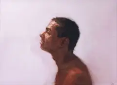 Kerri-Jane Evans, Man in Pink, oil on canvas